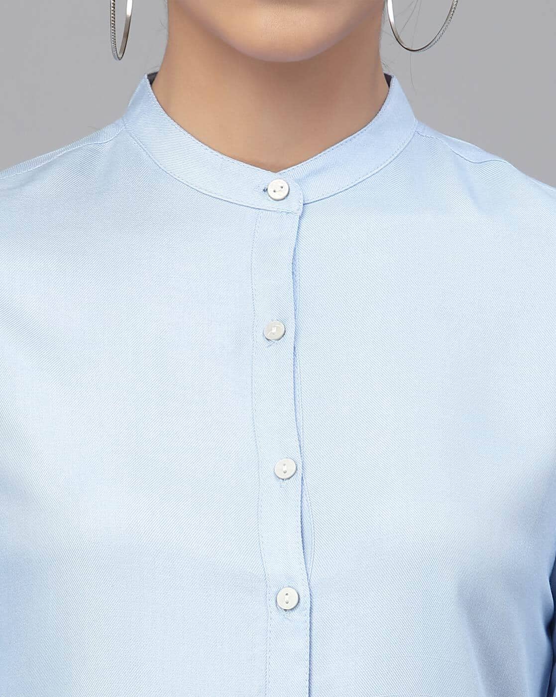 LOHEN BAND COLLAR SLIT SHIRT