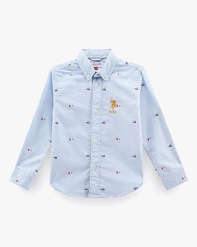 u.s. polo assn. Boys Micro Print Regular Fit Cotton Shirt-picture-35
