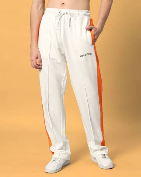 Men Straight Track Pants with Contrast Taping