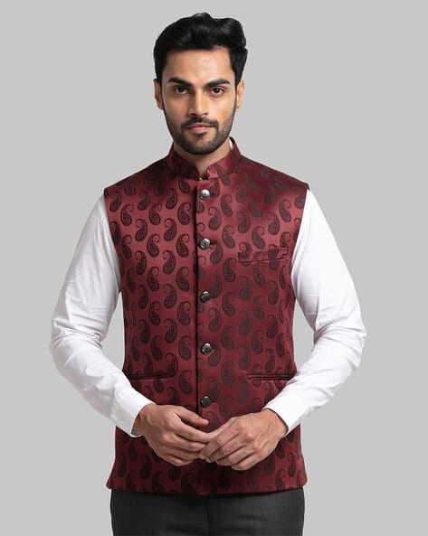 Paisley Pattern Waistcoat with Welt Pockets