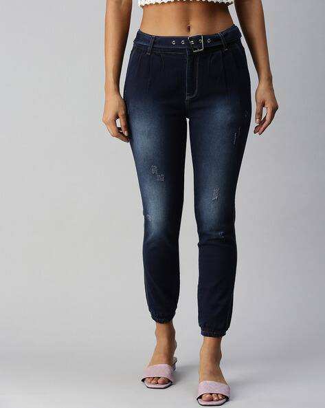 SHOWOFF Heavy-Wash Distressed Jogger Jeans