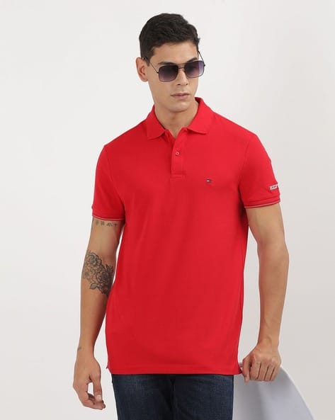 TOMMY HILFIGER Men Regular Fit Polo T-Shirt with Logo Embroidery