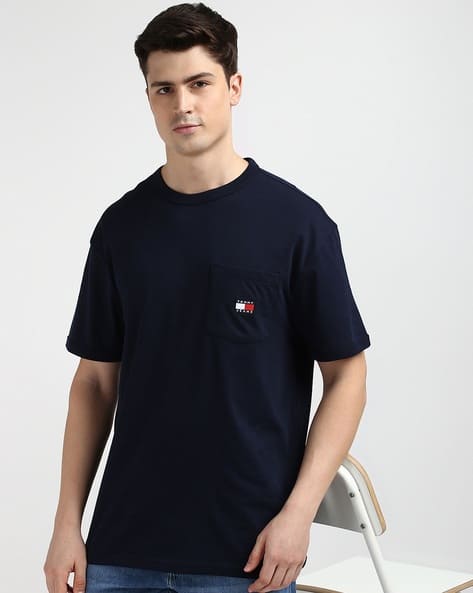 TOMMY HILFIGER Men Regular Fit Crew-Neck T-Shirt with Patch Pocket