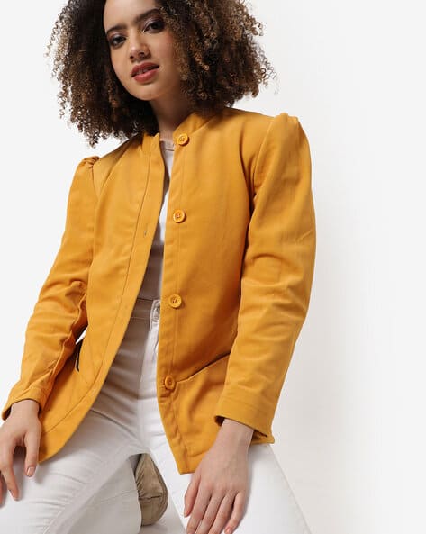 Buy Yellow Blazers Waistcoats for Women by Campus Sutra Online