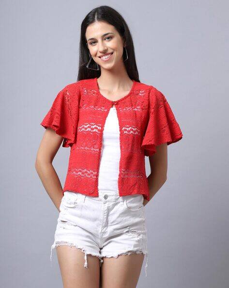 Lace Shrug Red Shrug Short Buy Red Jackets Shrugs For Women By
