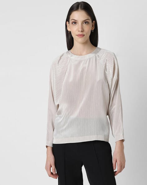 VAN HEUSEN Women Striped Regualr Fit Round-Neck Top