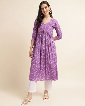 fabclub Women Printed Anarkali Kurta with 3/4th Sleeves-picture-15