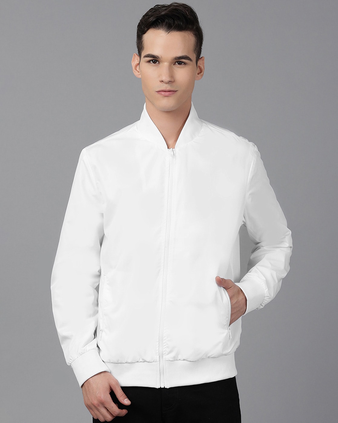 Men's white bomber jacket best sale