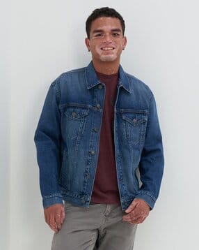 american eagle Men Slim Fit Denim Jacket with Flap Pockets-picture-14