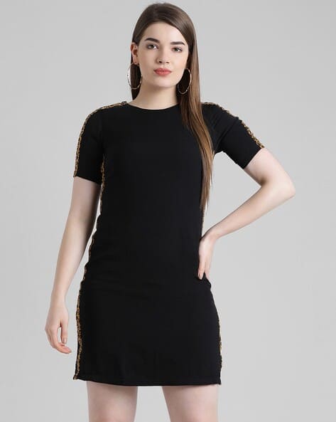 Zink London Round Neck Dress with Short Sleeves