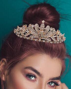 Tiara Buy Proplady Embellished Metal Hair Tiara Online | Ajio.com