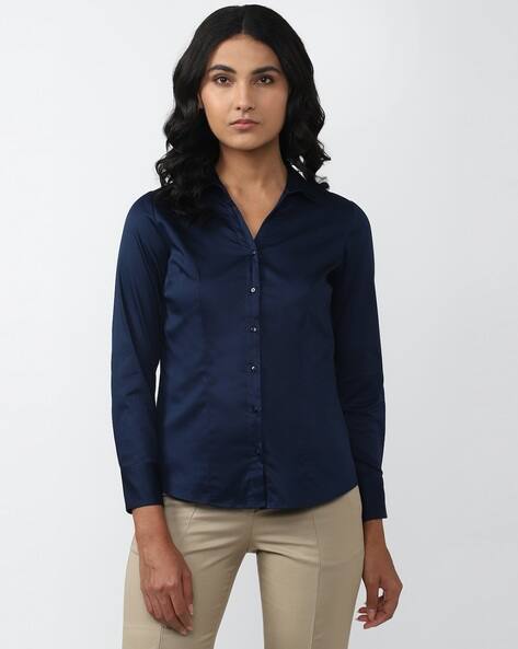 Buy Navy Blue Shirts for Women by VAN HEUSEN Online | Ajio.com