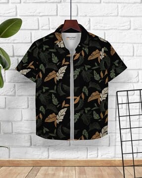 hellcat Boy Regular Fit Leaf Print Shirt-picture-33