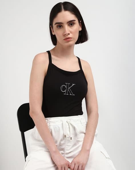 Women Brand Print Regular Fit Tank Top