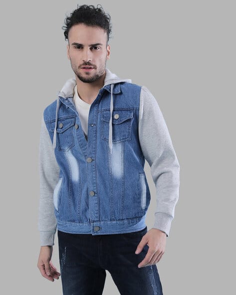 Cotton Hooded Bomber Jacket - Main Image