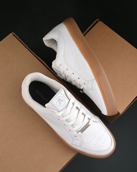 Men Flat Heel Sneakers with Lace Fastening