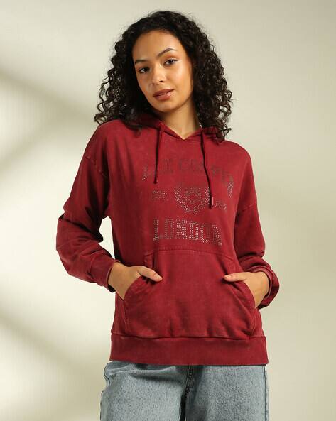 Lee Cooper Women Embellished Logo Regular Fit Hoodie