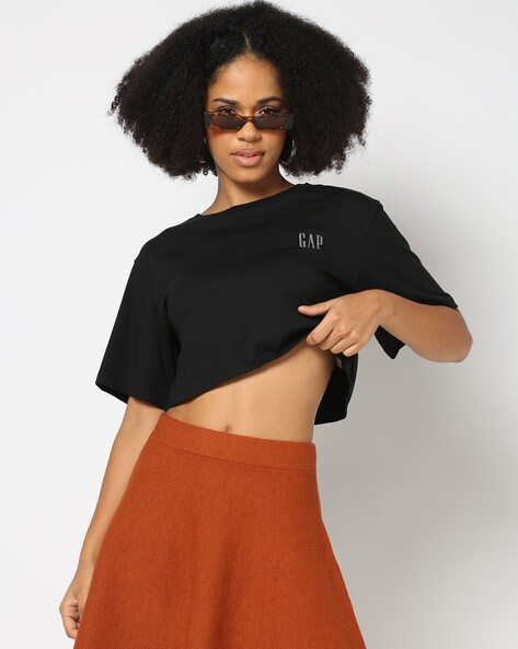 Gap Cropped Round-Neck Logo T-Shirt