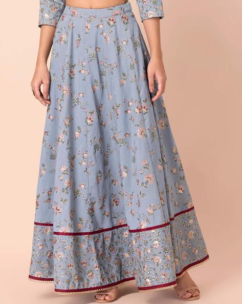 Floral Print Flared Skirt