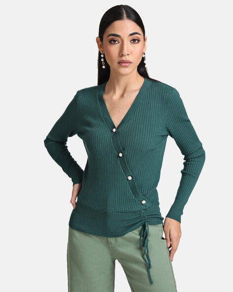 Buy Green Sweaters Cardigans for Women by Kazo Online Ajio