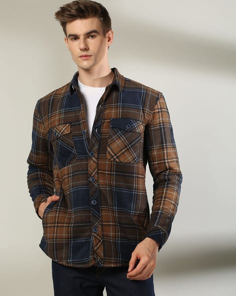 Men Checked Slim Fit Shacket