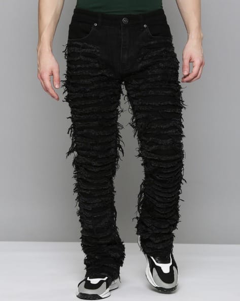 Men Ripped Mid-Rise Bootcut Mid-Wash Jeans with 5-Pocket Styling