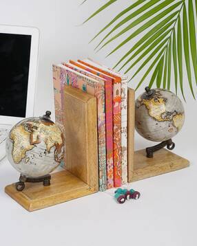 fabindia Set of 2 Aaravi Globe Bookend Showpieces-picture-53