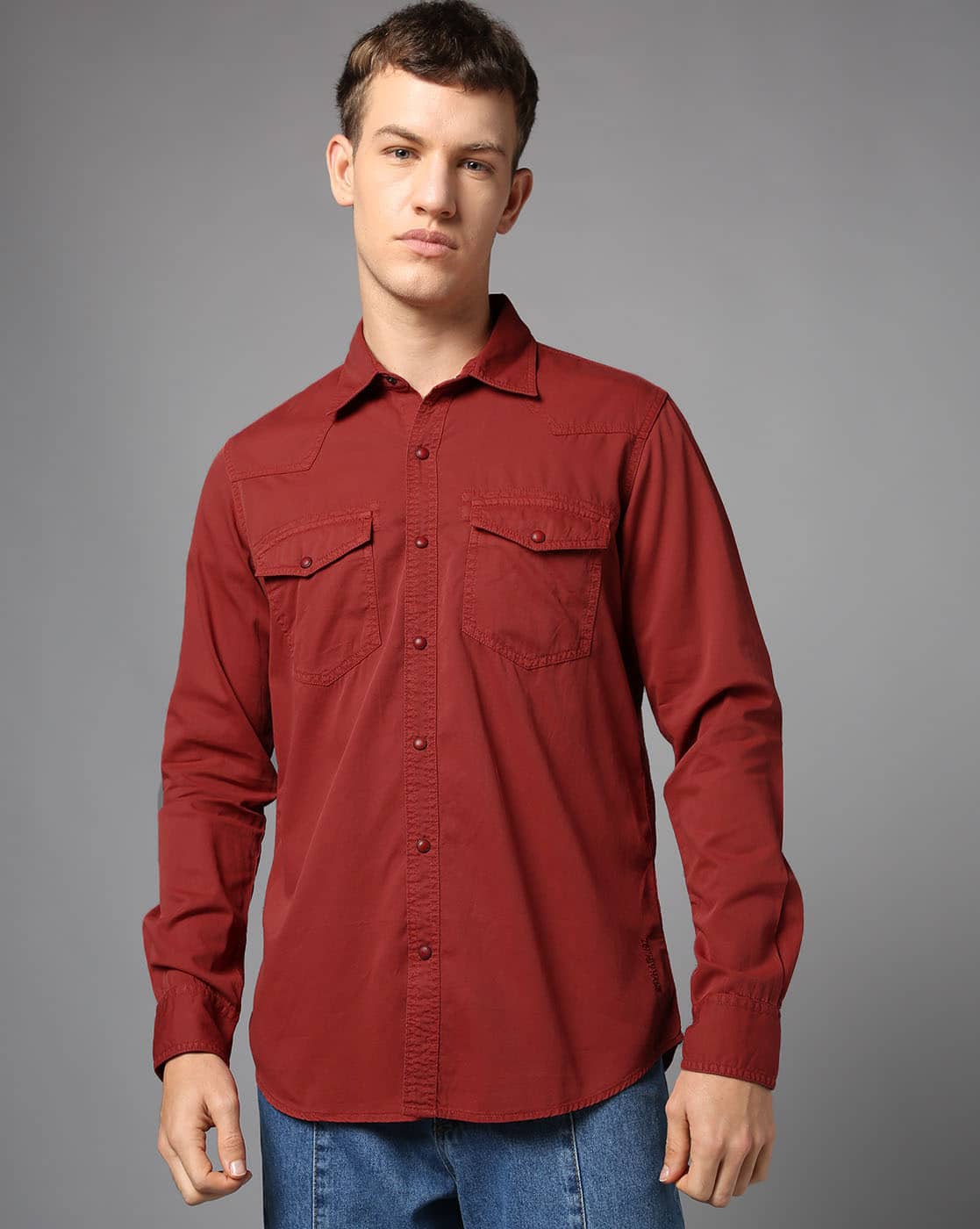 Men Regular Fit Shirt with Flap Pockets