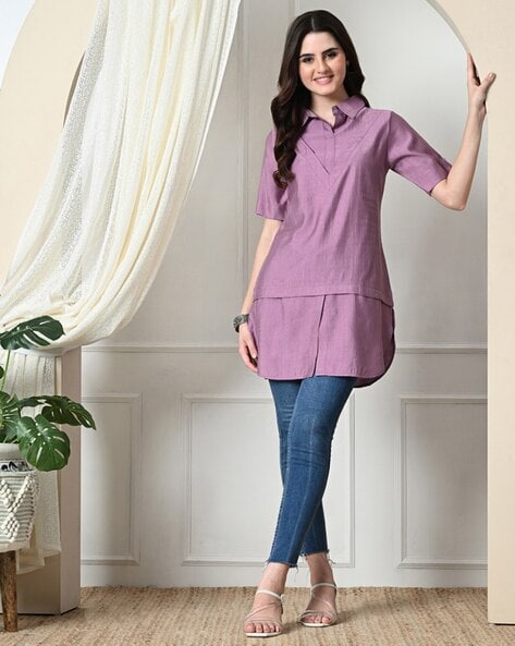 Women Tunic with High-Low Hem