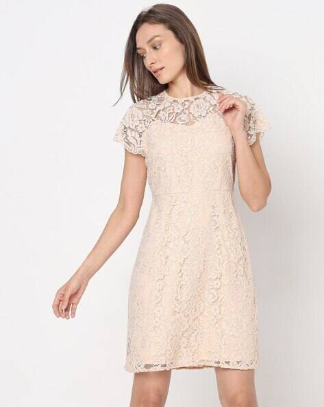 Women Shift Dress with Lace Detail