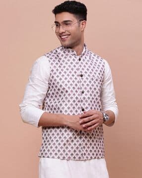 showoff Men Printed Slim Fit Nehru Jacket-picture-12