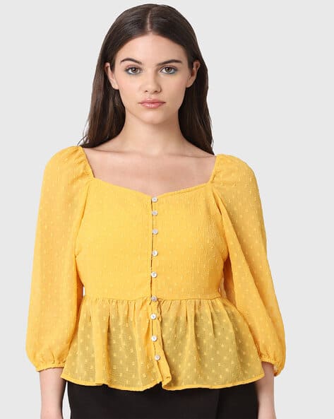 Swiss-Dot Peplum Top