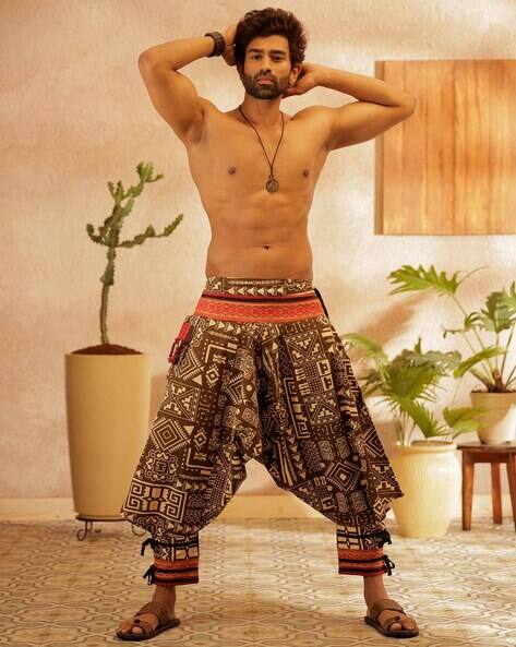 STAND OUT Men Abstract Print Baggy Harem Pants