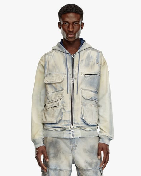 Buy DIESEL D-Samp-S Denim Jacket | Blue Color Men | AJIO LUXE