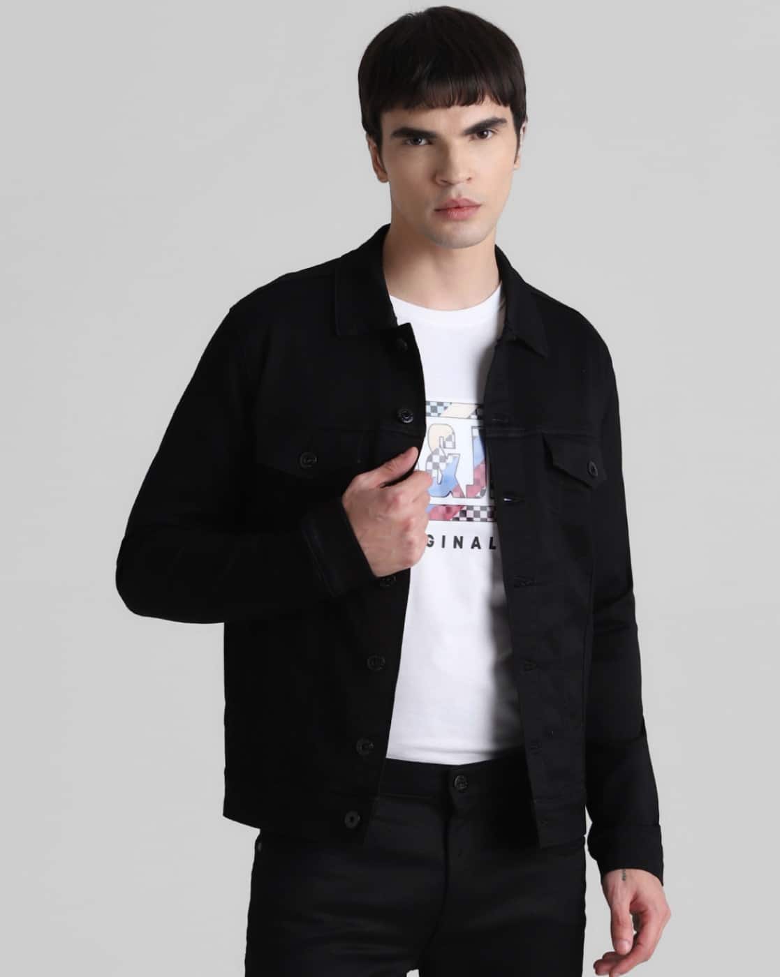 nhoj Black Spread Collar Jacket Buy Black Jackets & Coats for Men
