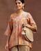 Peach floral printed a-line ku, PEACH, M
