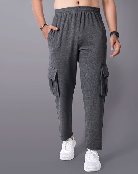 Men Straight Track Pants with Elasticated Waist