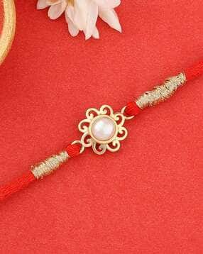 ornate jewels Men Sterling Silver Gold-Plated Pearl Rakhi-picture-13