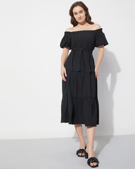 vero moda off shoulder dress Buy VERO MODA Green Off-shoulder Fit & Flare Dress Online
