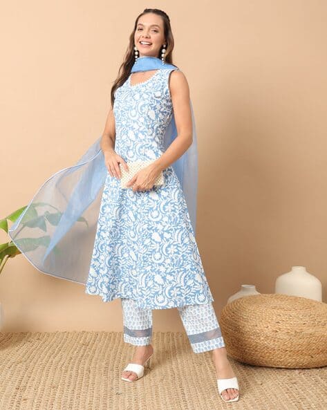 Buy Sky Blue Kurta Suit Sets for Women by FIORRA Online