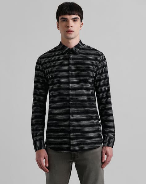 Jack & Jones Embroidered Shirt with Spread Collar