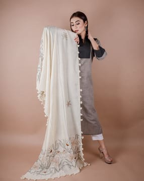 shawkh Women Embroidered Dupatta with Tassels -picture-29