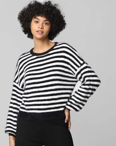 Striped Pullover with Drop-shoulder Sleeves