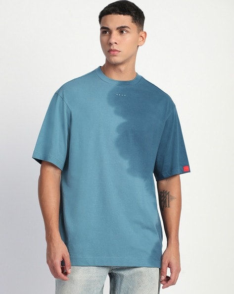 Men Tie & Dye Oversized Fit Round-Neck T-Shirt