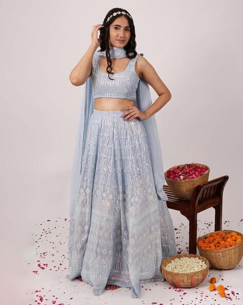 Buy Handme Women Embroidered Kalidar Lehenga Choli Set with