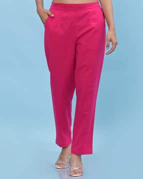 Women Relaxed Fit Flat-Front Pants