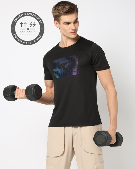 Men Logo Print Relaxed Fit Crew-Neck T-Shirt