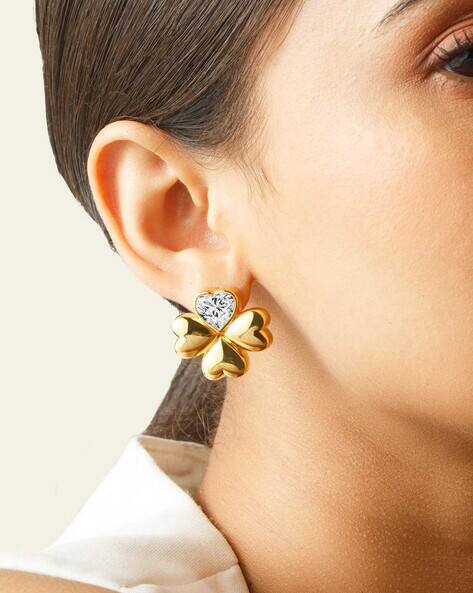 Buy Isharya Gold-Plated Stone-Studded Stud Earrings Gold-Toned