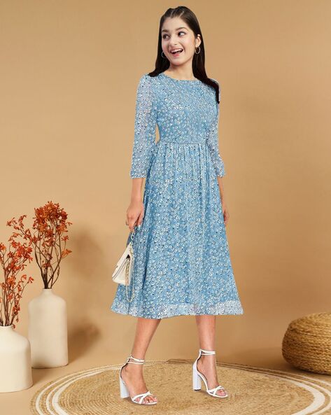 Buy Aqua Dresses Frocks for Girls by KEDAR FAB Online Ajio