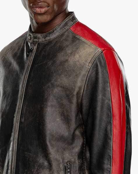 Buy DIESEL L-Renn Biker Jacket | Black Color Men | AJIO LUXE